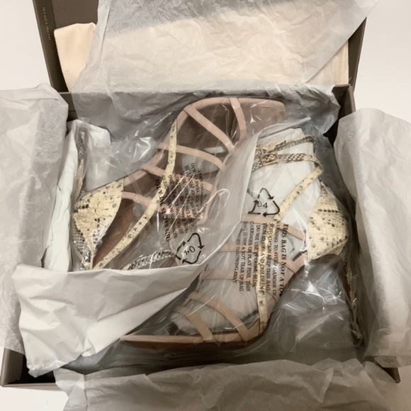 BCBGMAXAZRIA Ilsa Sandal Snake Natural Tea Rose Leather Stiletto Heel Pump 9.5 - Picture 5 of 7